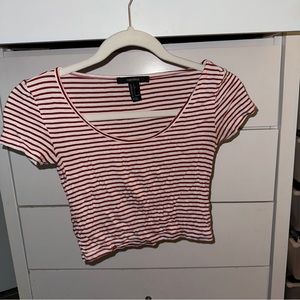 Red and white striped crop top